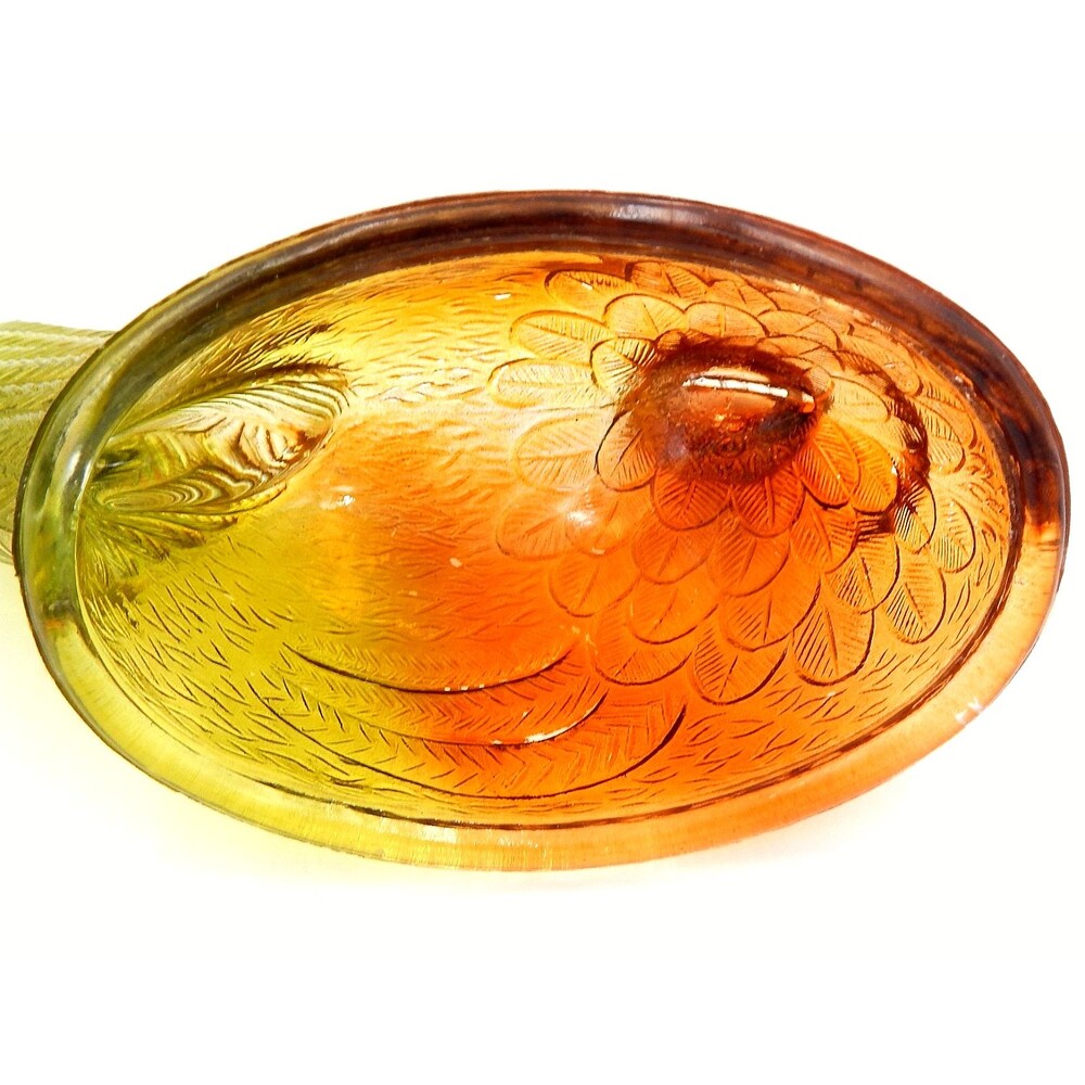 Glass Hen On Nest Ombre Amber Yellow 6 Inch Covered Candy Dish Vintage - Picture 8 of 14